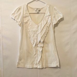 Ann Taylor Loft Ruffled Shirt Sleeve Stretch Top